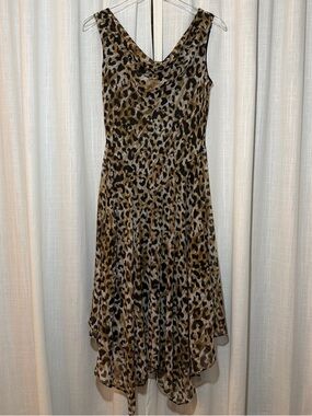 Signature by Robbie Bee Sleeveless Leopard cheetah Print A-Line Dress size 8P